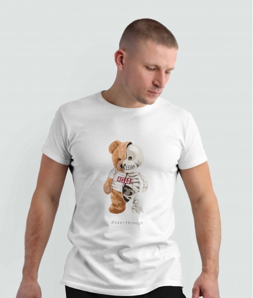 Мъжка тениска с щампа Мечета Fashion HELLO bear